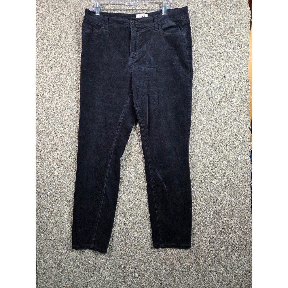 EV1 Corduroy Pants Women Size 14 Black High Rise Slim Straight‎ EV23722C1